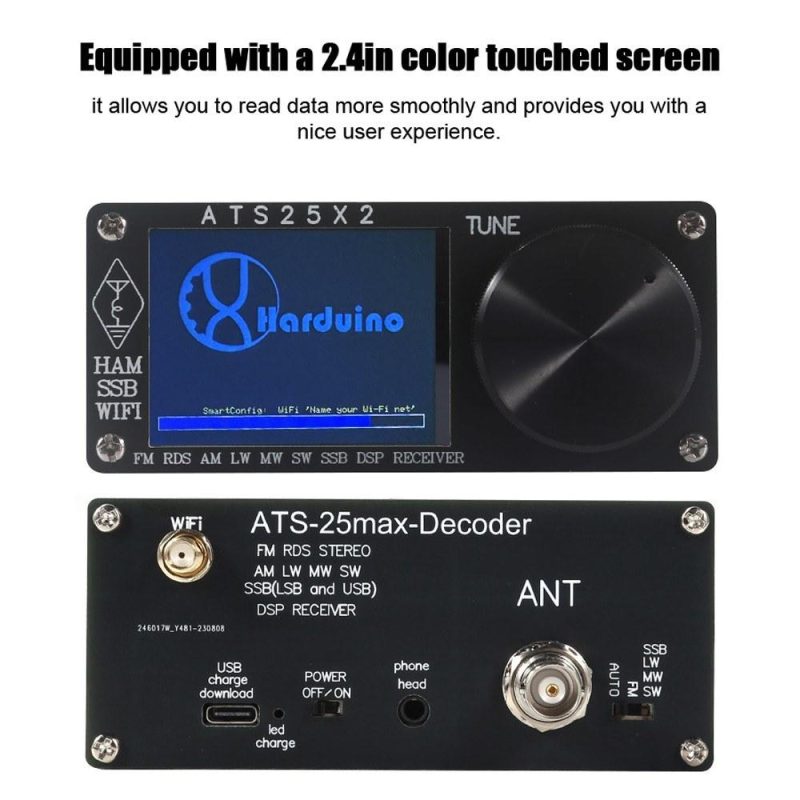 2.4-inch Touched Screen Radio Receiver Full Band Radio Receiver Decoding Function WiFi Function Radio Receiver Multifunctional Radio Receiver  |   Other Instruments Measurement & Analysis Instruments Black