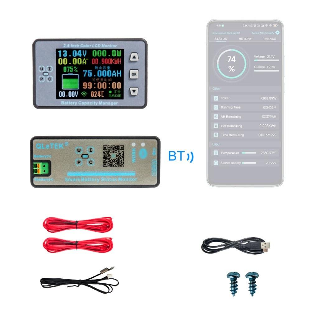 2.4 Inch Wireless BT Voltage Meter Current Meter Ammeter Voltmeter Coulometer Battery Power Detector Battery Capacity Tester Real-time Battery Monitor  |   Voltage & Current Testers Measurement & Analysis Instruments Voltage & Current Testers