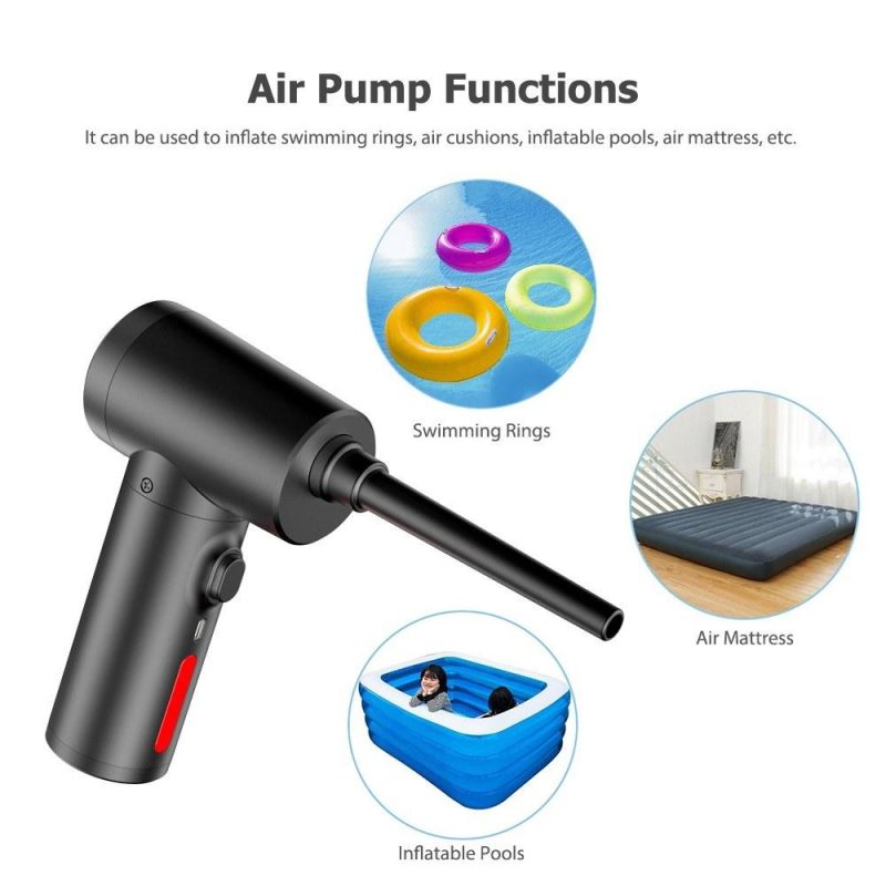 2-in-1 Dust Blowing Cleaner Multifunctional Cordless Electric Air Duster & Air Pump  with LED Light for Cleaning Car Air Conditioner Computer Host Keyboard  |   Electrical Equipment & Supplies Electrical Equipment & Supplies Black