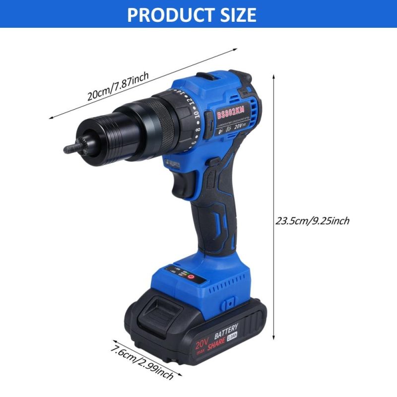 20V Cordless Rivet Machine with 2.0Ah Battery, 2-in-1 Electric Rivet Nut Kit with Memory Mode and Brushless Motor,   Automatic Blind Rivet Machine Tool for Rivets(M3-M10)  |   Electrical Equipment & Supplies Electrical Equipment & Supplies Electrical Equipment & Supplies