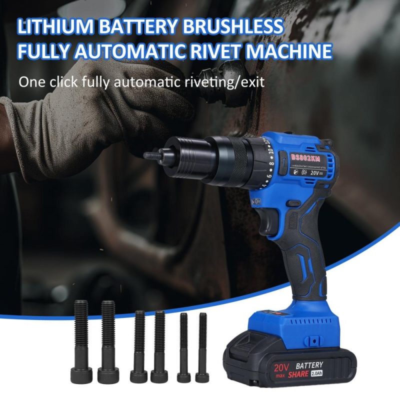 20V Cordless Rivet Machine with 2.0Ah Battery, 2-in-1 Electric Rivet Nut Kit with Memory Mode and Brushless Motor,   Automatic Blind Rivet Machine Tool for Rivets(M3-M10)  |   Electrical Equipment & Supplies Electrical Equipment & Supplies Electrical Equipment & Supplies