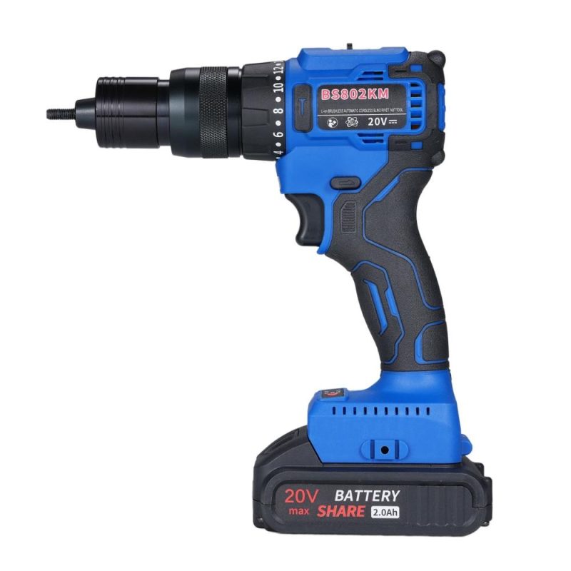 20V Cordless Rivet Machine with 2.0Ah Battery, 2-in-1 Electric Rivet Nut Kit with Memory Mode and Brushless Motor,   Automatic Blind Rivet Machine Tool for Rivets(M3-M10)  |   Electrical Equipment & Supplies Electrical Equipment & Supplies Electrical Equipment & Supplies