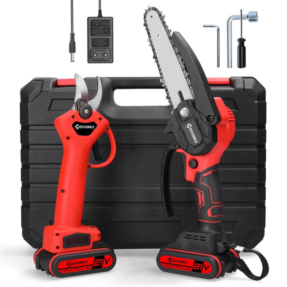 21V 6inch Portable Electric Chainsaw and 30mm Cordless Pruning Shear Set Wood Splitting Cutting Machine Kit Handheld Woodworking Tool for Garden Orchard  |   Electrical Equipment & Supplies Electrical Equipment & Supplies Electrical Equipment & Supplies