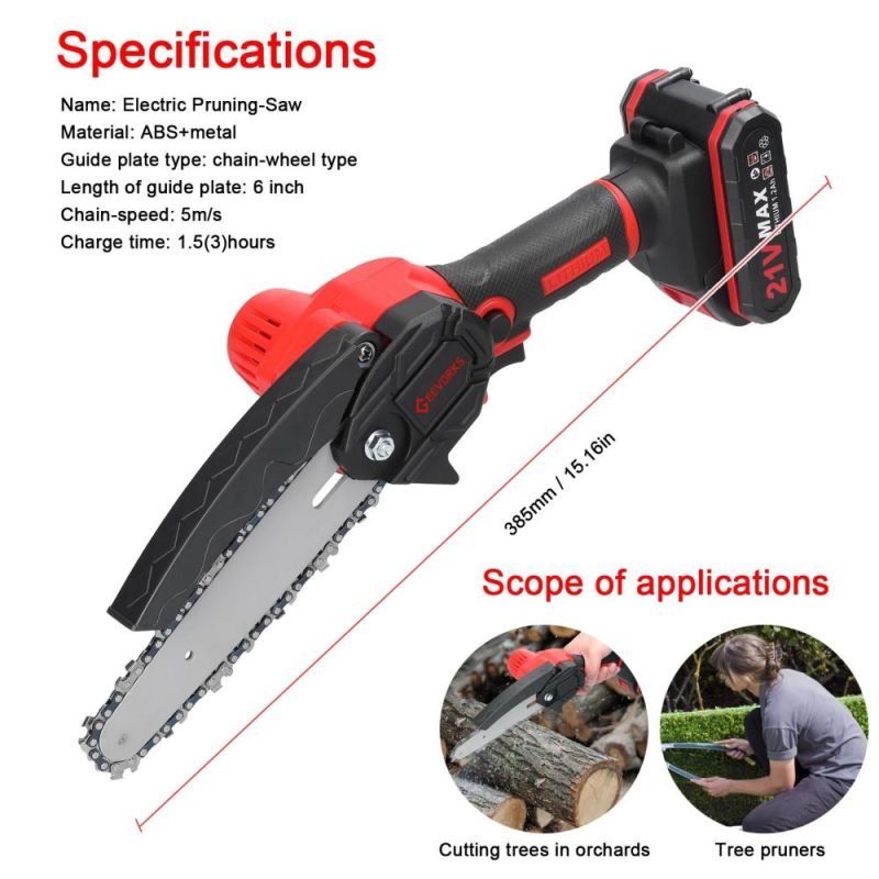 21V 6inch Portable Electric Pruning Saws Small Wood Splitting Chainsaw Brush Motor One-handed Woodworking Tool for Garden Orchard (2pcs Batteries)  |   Electrical Equipment & Supplies Electrical Equipment & Supplies Electrical Equipment & Supplies