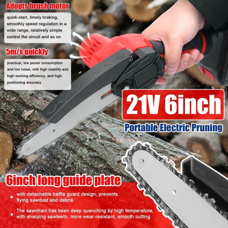 21V 6inch Portable Electric Pruning Saws Small Wood Splitting Chainsaw Brush Motor One-handed Woodworking Tool for Garden Orchard  |   Electrical Equipment & Supplies Electrical Equipment & Supplies Electrical Equipment & Supplies