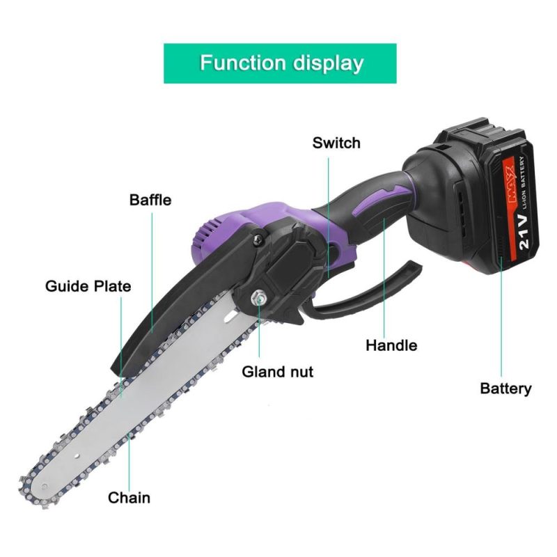 21V 8inch Portable Electric Pruning Saw Small Wood Spliting Chainsaw Brushless Motor One-handed Woodworking Tool for Garden Orchard  |   Electrical Equipment & Supplies Electrical Equipment & Supplies Black