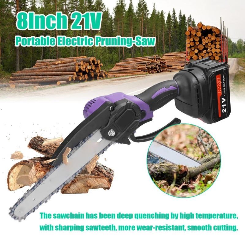 21V 8inch Portable Electric Pruning Saw Small Wood Spliting Chainsaw Brushless Motor One-handed Woodworking Tool for Garden Orchard  |   Electrical Equipment & Supplies Electrical Equipment & Supplies Black