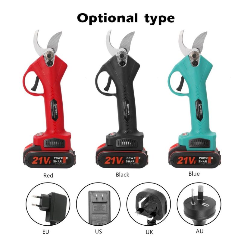 21V Cordless Electric Pruner Pruning Shear Efficient Fruit Tree Bonsai Pruning Branches Cutter Landscaping Tool  |   Electrical Equipment & Supplies Electrical Equipment & Supplies Black/Blue/Red