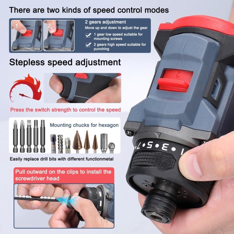 21V Multi-function Electric Screwdriver 55Nm Torque Brushless Motor Practical Screw Driver for Home Appliances Furniture Installation Automotive Electronics Repairing  |   Screwdriver & Screwdriver Set Professional Tools Screwdriver & Screwdriver Set