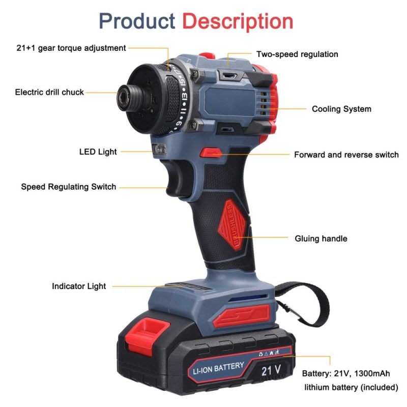 21V Multi-function Electric Screwdriver 55Nm Torque Brushless Motor Practical Screw Driver for Home Appliances Furniture Installation Automotive Electronics Repairing  |   Screwdriver & Screwdriver Set Professional Tools Screwdriver & Screwdriver Set