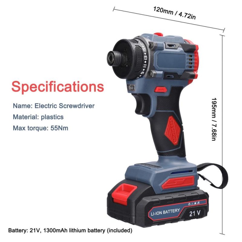 21V Multi-function Electric Screwdriver 55Nm Torque Brushless Motor Practical Screw Driver for Home Appliances Furniture Installation Automotive Electronics Repairing  |   Screwdriver & Screwdriver Set Professional Tools Screwdriver & Screwdriver Set