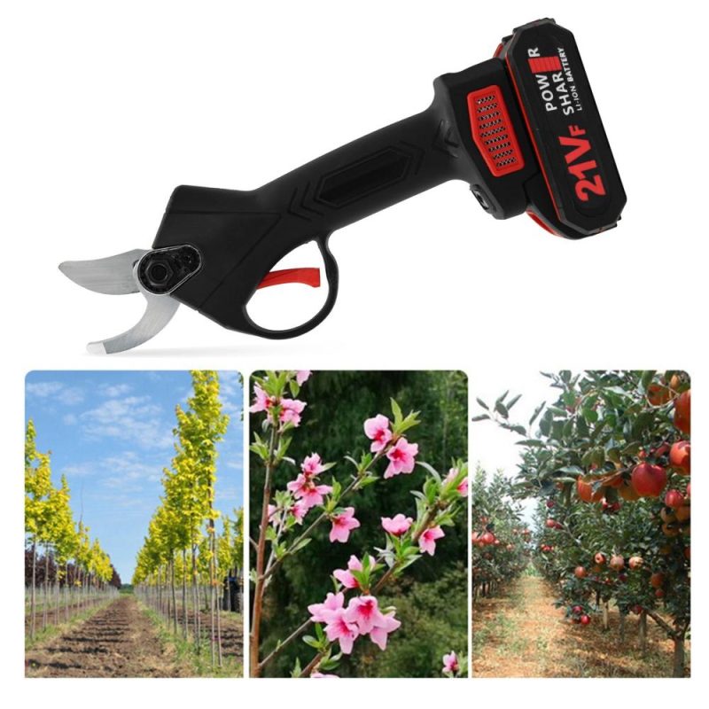 21V Portable Handheld Cordless Electric Pruning Shears with Carry Case Rechargeable 1200mAh Lithium Battery & Charger Powered Tree Branch Pruner Garden Clippers 30mm Cutting Diameter  |   Electrical Equipment & Supplies Electrical Equipment & Supplies Black