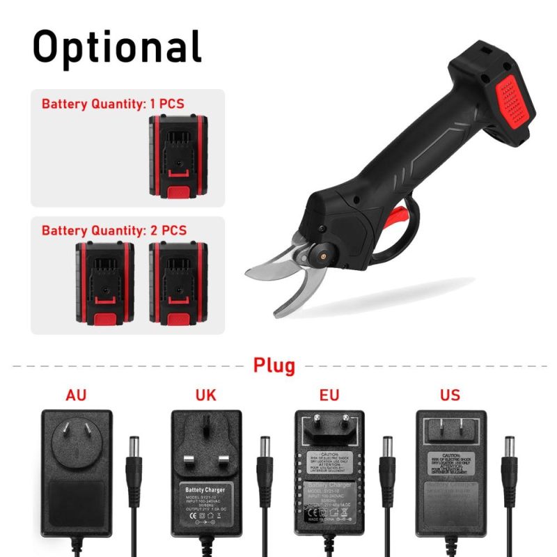 21V Portable Handheld Cordless Electric Pruning Shears with Carry Case Rechargeable 1200mAh Lithium Battery & Charger Powered Tree Branch Pruner Garden Clippers 30mm Cutting Diameter  |   Electrical Equipment & Supplies Electrical Equipment & Supplies Black