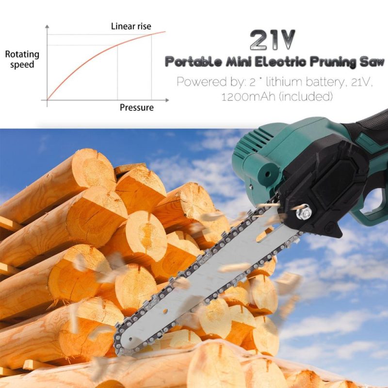 21V Two Battery Portable Mini Electric Pruning Saw Rechargeable Small Wood Spliting Chainsaw One-handed Woodworking Tool for Garden Orchard Branch Clip  |   Electrical Equipment & Supplies Electrical Equipment & Supplies Electrical Equipment & Supplies