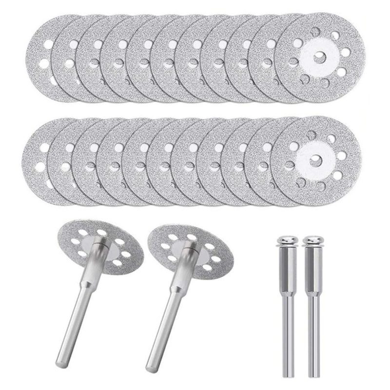 24pcs Diamond Cutting Wheels 22mm Diameter Cut Off Discs with 4pcs 3mm Mandrels Replacement for Dremel Rotary Tools  |   Power Tool Parts Power & Electrical Tools Power Tool Parts