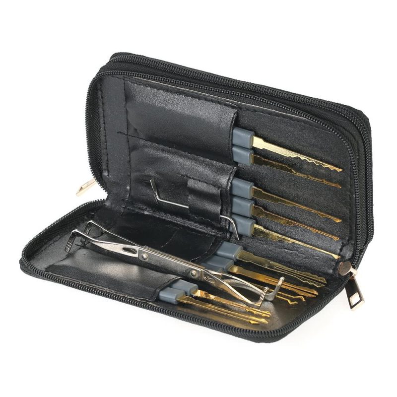 24pcs Professional Unlocking Lock Picking Tools Set Practice Lockset Kit with Leather Case for Locksmith Beginners  |   Hardware & Accessories Hardware & Accessories Black