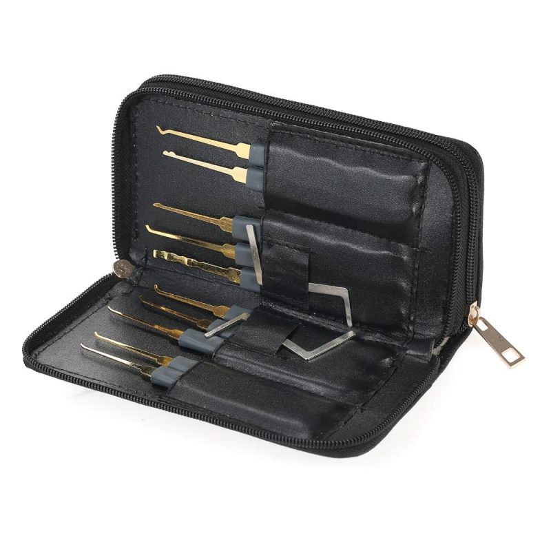 24pcs Professional Unlocking Lock Picking Tools Set Practice Lockset Kit with Leather Case for Locksmith Beginners  |   Hardware & Accessories Hardware & Accessories Black