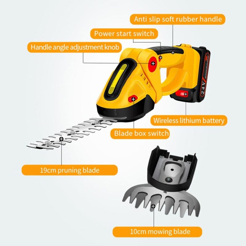 24V Electric Grass Shear Handheld Grass Cutter Hedge Shear with Rechargeable Batteries and Charger for Garden Lawn  |   Others Others Others