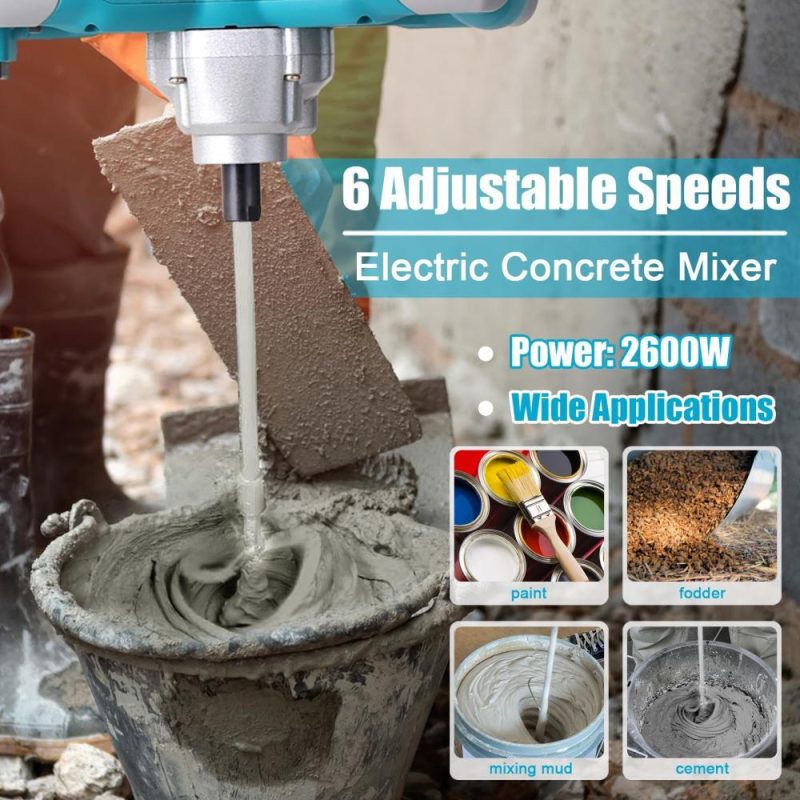 2600W Electric Concrete Mixer Portable Handheld Concrete Cement Mixer 6 Speeds Adjustable Mixing Machine Thinset Mortar Grout Plaster Paint Stirring Tool  |   Electrical Equipment & Supplies Electrical Equipment & Supplies Electrical Equipment & Supplies