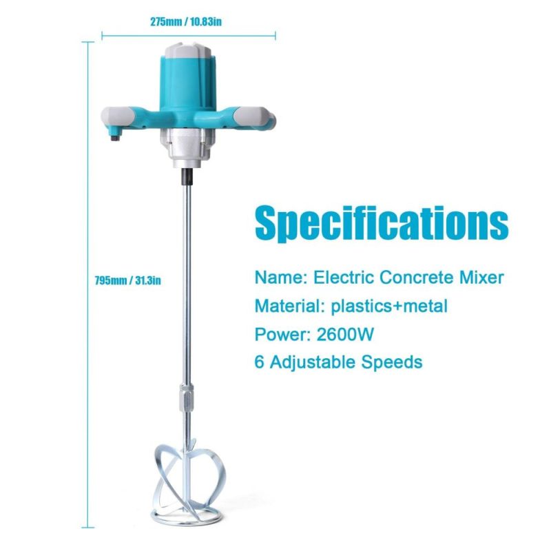 2600W Electric Concrete Mixer Portable Handheld Concrete Cement Mixer 6 Speeds Adjustable Mixing Machine Thinset Mortar Grout Plaster Paint Stirring Tool  |   Electrical Equipment & Supplies Electrical Equipment & Supplies Electrical Equipment & Supplies