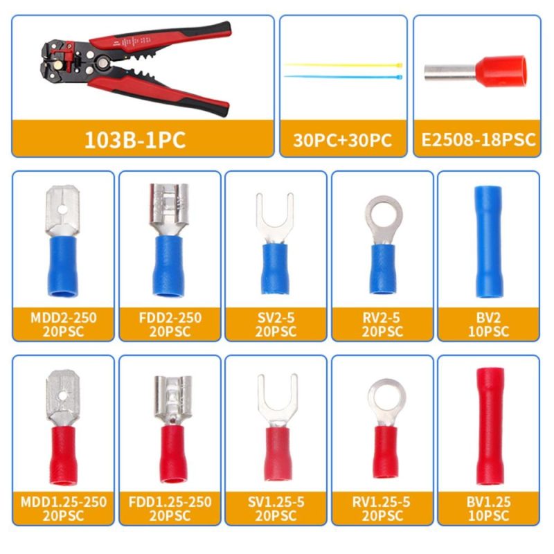 260PCS Crimp Cable Terminals Set Kit Heat Shrink Insulated Wire Electrical Connector Assorted Box with Wire Stripping Pliers Portable  |   Others Hardware & Gadgets Others