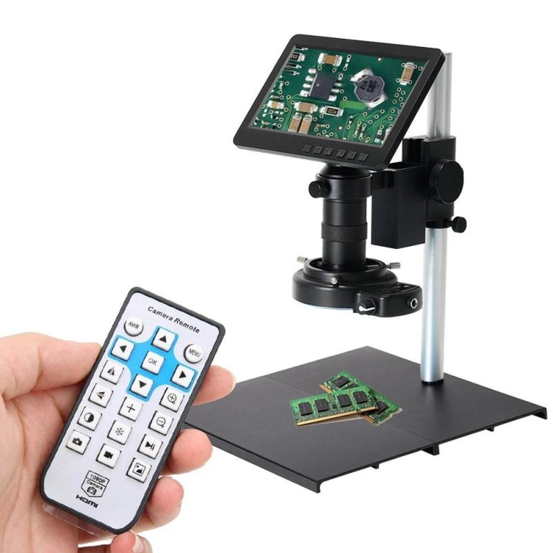 26MP 1080P 7 Inch LCD Video Microscope with 150X C Mount Lens Electronic Microscope Camera with Metal Stand Adjustable LED Rings Light Professional Repairs Tools  |   Microscopes & Endoscope Measurement & Analysis Instruments Microscopes & Endoscope