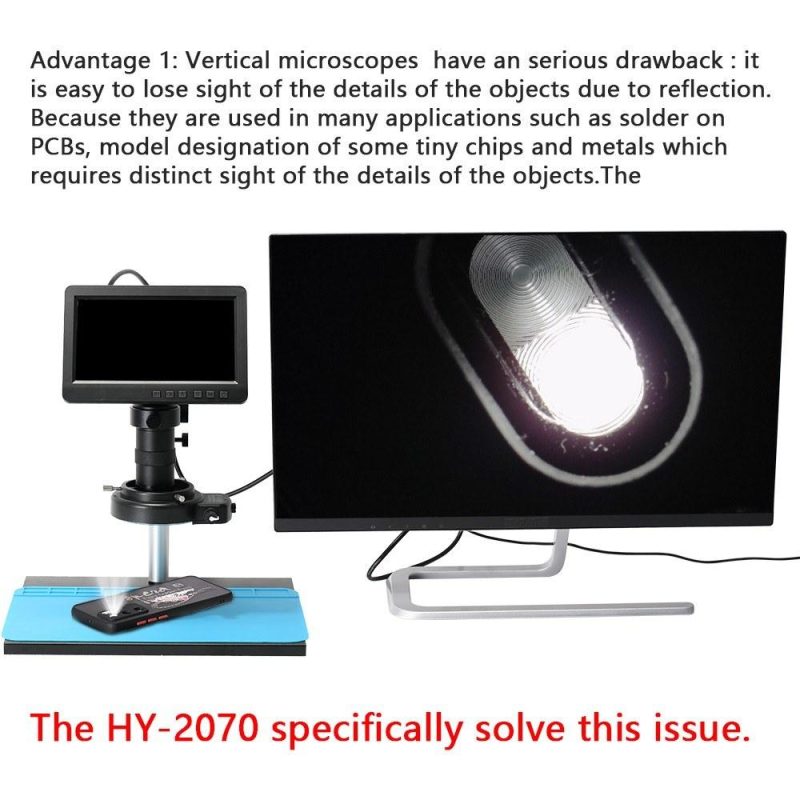 26MP 1080P 7 Inch LCD Video Microscope with 150X C Mount Lens Electronic Microscope Camera with Metal Stand Adjustable LED Rings Light Professional Repairs Tools  |   Microscopes & Endoscope Measurement & Analysis Instruments Microscopes & Endoscope