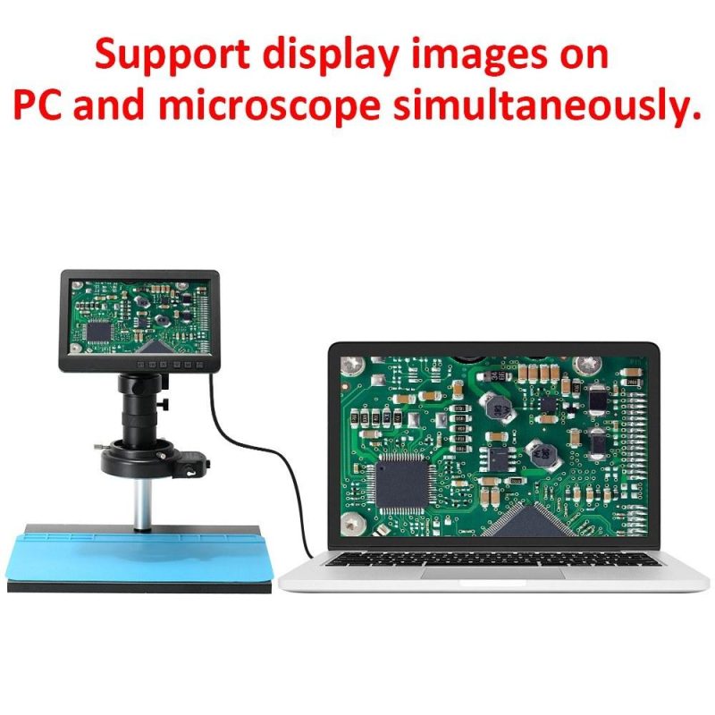 26MP 1080P 7 Inch LCD Video Microscope with 150X C Mount Lens Electronic Microscope Camera with Metal Stand Adjustable LED Rings Light Professional Repairs Tools  |   Microscopes & Endoscope Measurement & Analysis Instruments Microscopes & Endoscope