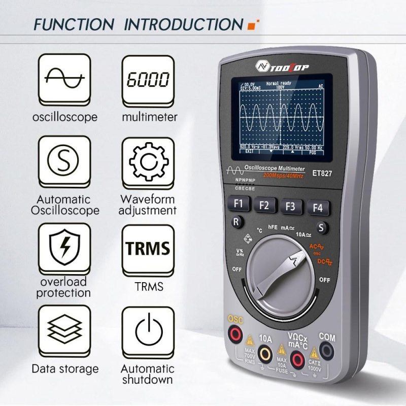 2in1 Oscilloscope Multimeter Digital LCD Display Handheld Oscope Meter 40Mhz Bandwidth 120MSPS Sampling Rate Data Storage Function for DIY and Electronic Test  |   Digital Multimeters & Oscilloscopes Digital Multimeters & Oscilloscopes Black