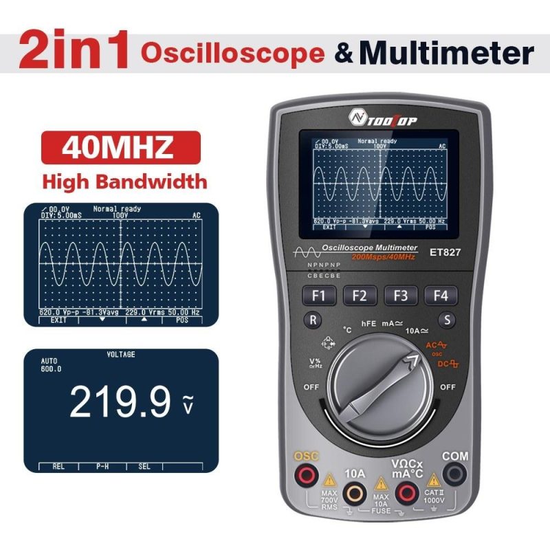 2in1 Oscilloscope Multimeter Digital LCD Display Handheld Oscope Meter 40Mhz Bandwidth 120MSPS Sampling Rate Data Storage Function for DIY and Electronic Test  |   Digital Multimeters & Oscilloscopes Digital Multimeters & Oscilloscopes Black