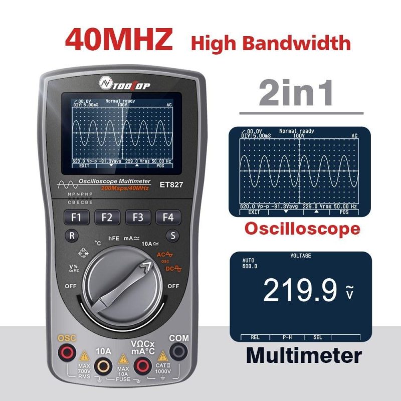 2in1 Oscilloscope Multimeter Digital LCD Display Handheld Oscope Meter 40Mhz Bandwidth 120MSPS Sampling Rate Data Storage Function for DIY and Electronic Test  |   Digital Multimeters & Oscilloscopes Digital Multimeters & Oscilloscopes Black