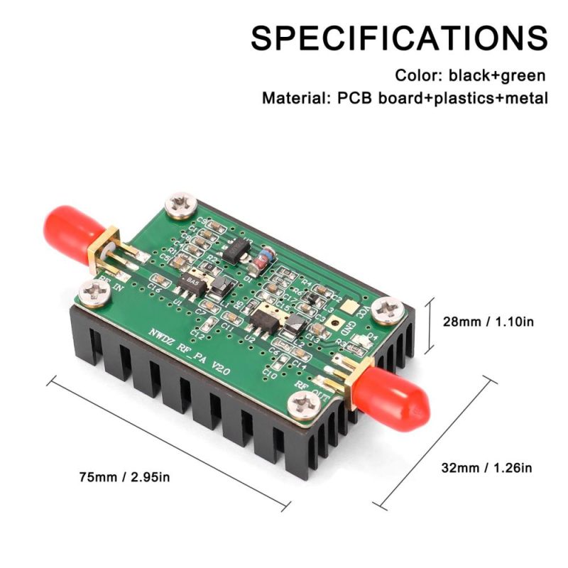 2MHz-700MHZ 3W RF Power Amplifier Broadband Practical Amplification Device for HF VHF UHF FM Transmitter Radio  |   Electrical Equipment & Supplies Electrical Equipment & Supplies Black+Green