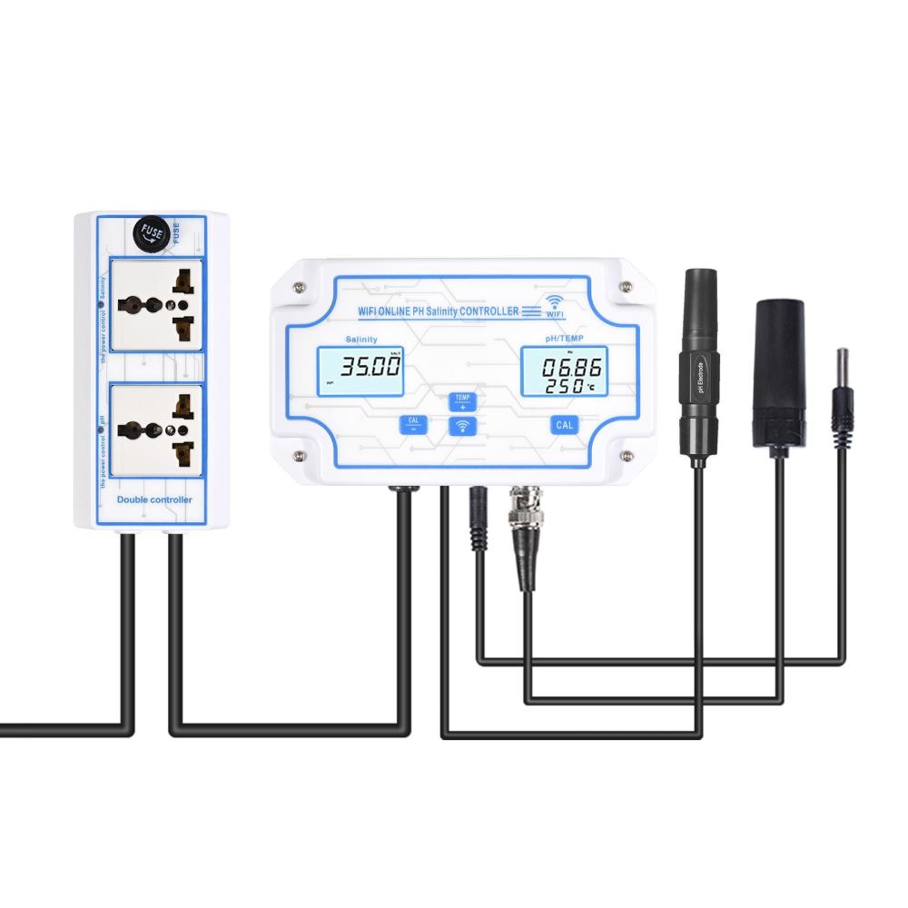 3-in-1 pH/Salinity/TEMP Water Quality Detector pH/TEMP-Salinity Controller 14.00pH Value 0-199.9ppt Salinity Water Quality Tester for Aquarium Hydroponics Tank Monitor  |   Water quality analysis equipment Measurement & Analysis Instruments Water quality analysis equipment