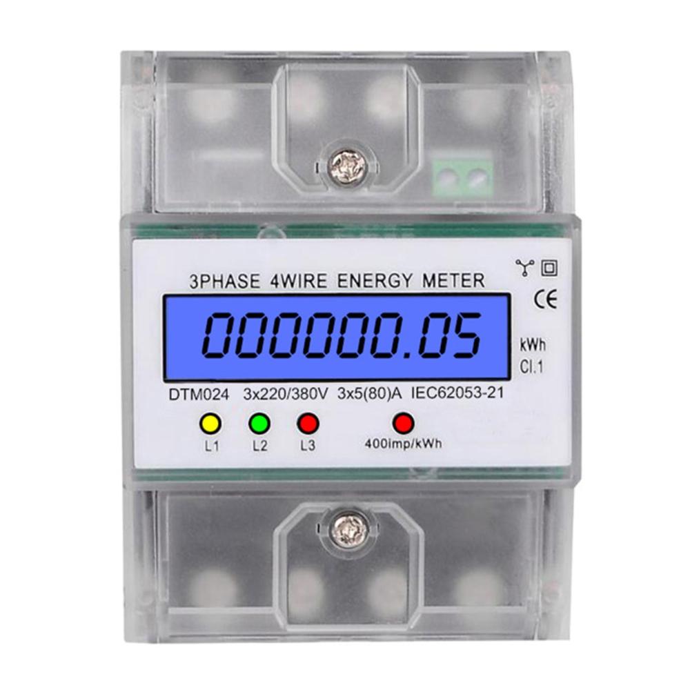 3 Phase 4 Wire Energy Meter 220/380V 5-80A Energy Consumption kWh Meter DIN Rail Installation Digital Electric Power Meter with LCD Backlight Display  |   Electrical Measuring Tools Electrical Measuring Tools Electrical Measuring Tools