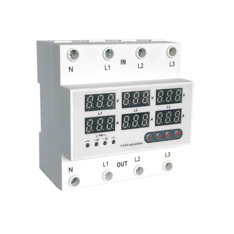 3-Phase Four-wire Din Rail Over and Under Voltage Protector 63A Multifunctional Self-resetting Protectors Overvoltage Protect Device Switch  |   Electrical Equipment & Supplies Electrical Equipment & Supplies Electrical Equipment & Supplies