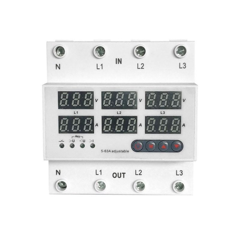 3-Phase Four-wire Din Rail Over and Under Voltage Protector 63A Multifunctional Self-resetting Protectors Overvoltage Protect Device Switch  |   Electrical Equipment & Supplies Electrical Equipment & Supplies Electrical Equipment & Supplies