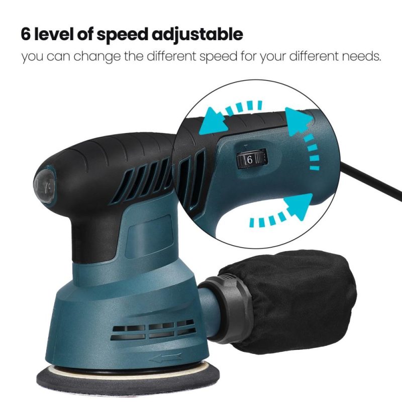 300W Handheld Electric Eccentric Sander 5 Inch 125mm Sanding Plate Electric Sander Wood Processing Furniture Car Polishing Machine with Dust Box 6 Speed Regulation  |   Electrical Equipment & Supplies Electrical Equipment & Supplies Electrical Equipment & Supplies