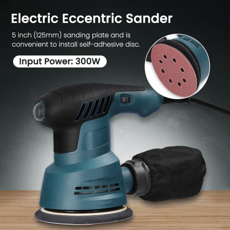 300W Handheld Electric Eccentric Sander 5 Inch 125mm Sanding Plate Electric Sander Wood Processing Furniture Car Polishing Machine with Dust Box 6 Speed Regulation  |   Electrical Equipment & Supplies Electrical Equipment & Supplies Electrical Equipment & Supplies