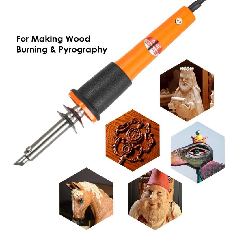 30W 24PCS Wood Pyrography Tool Set Wood Burning Kit Woodburning Tips Hobby Craft Soldering Iron Pen Tools for Wood   Burning/Carving/Embossing with Assorted Soldering Tips 220-240V  |   Cutting Tools Cutting Tools Cutting Tools