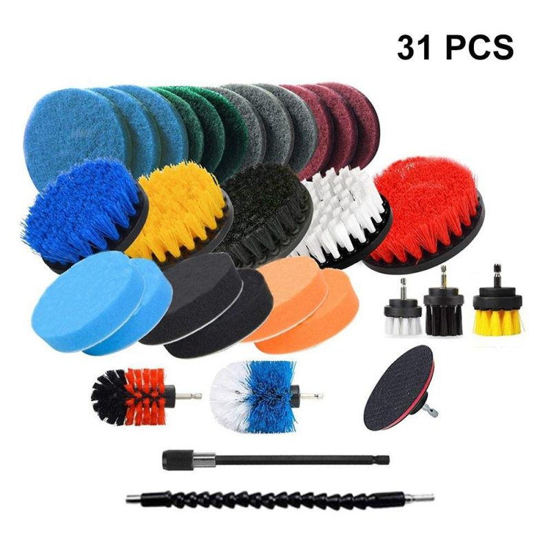 31PCS Electric Drill Brush Set Includ Clean Cloth ,Scrub Pads Sponge, Power Scrubber Brush  |   Others Hardware & Gadgets Others