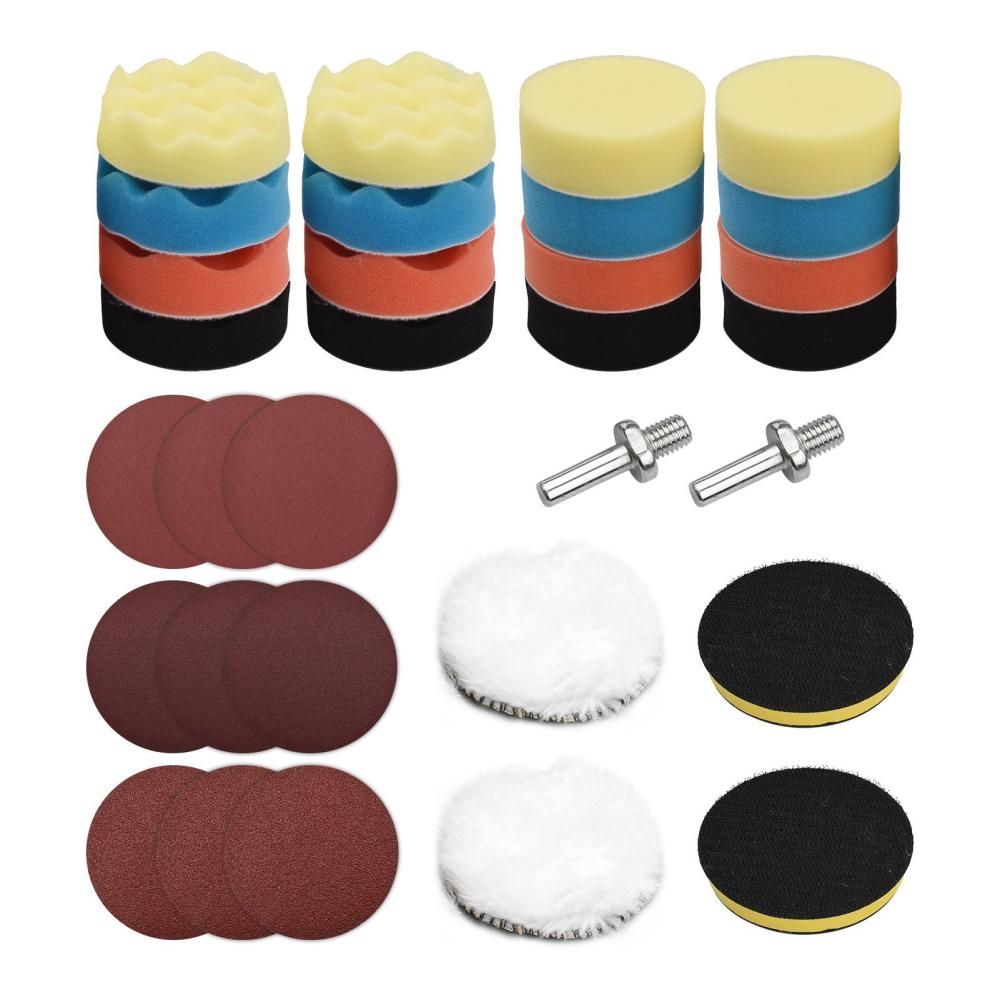 31Pcs Polishing Pads Kit 3 Inches Drill Buffer Attachment with Sanding Papers Sanding Waxing for Automobiles Yachts  |   Power Tool Parts Power & Electrical Tools Power Tool Parts