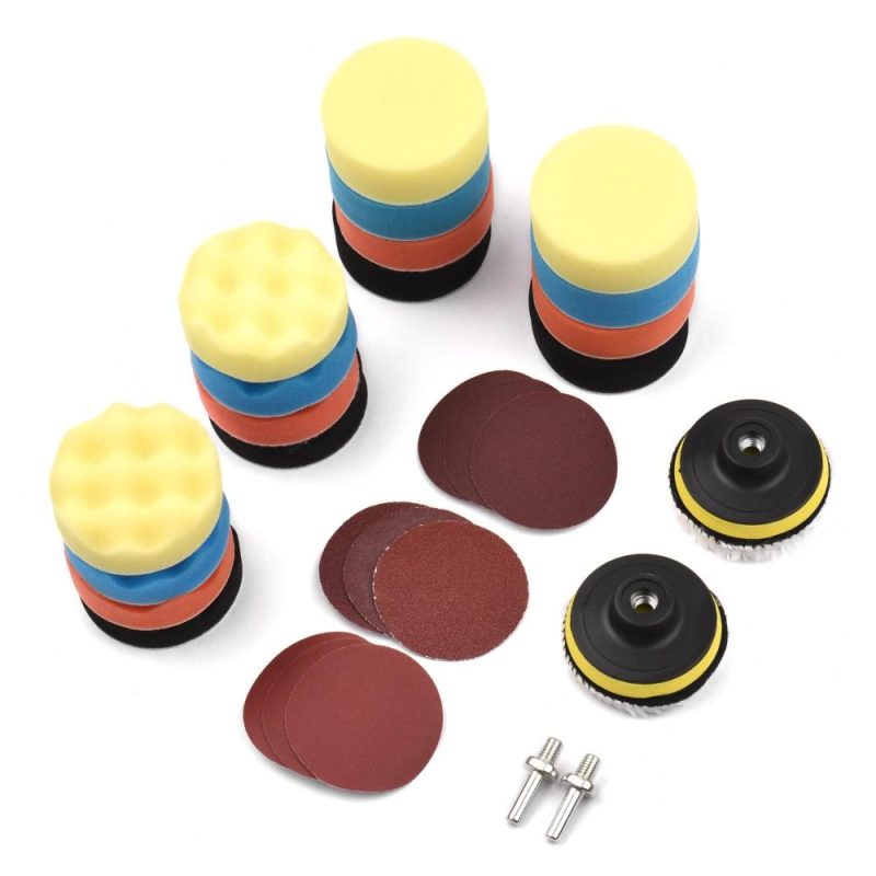 31Pcs Polishing Pads Kit 3 Inches Drill Buffer Attachment with Sanding Papers Sanding Waxing for Automobiles Yachts  |   Power Tool Parts Power & Electrical Tools Power Tool Parts