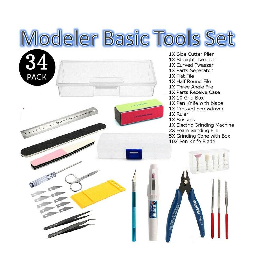 34Pcs DIY Modeler Basic Tools Craft Set Hobby Model Building Kit Grinding Compatible with Gundam  |   Others Hardware & Gadgets Others