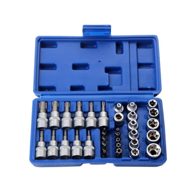 34Pcs E-Torx Sockets Bit Set Male Female E-torx Bits 3/8” 5/16” Drive Kit ith Storage Box  |   Wrenches Professional Tools Wrenches