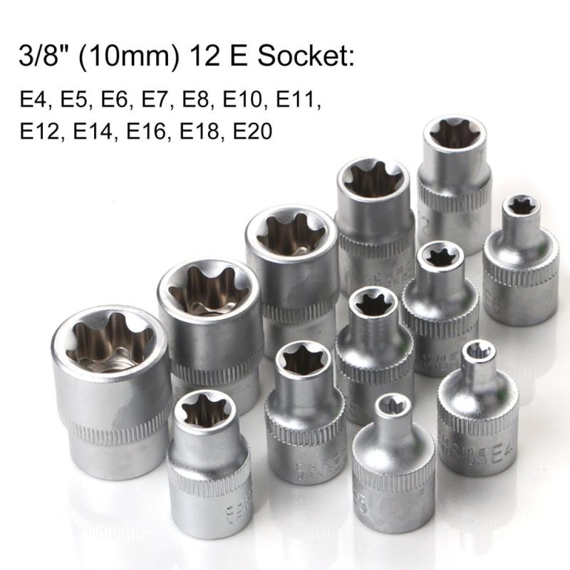 34Pcs E-Torx Sockets Bit Set Male Female E-torx Bits 3/8” 5/16” Drive Kit ith Storage Box  |   Wrenches Professional Tools Wrenches