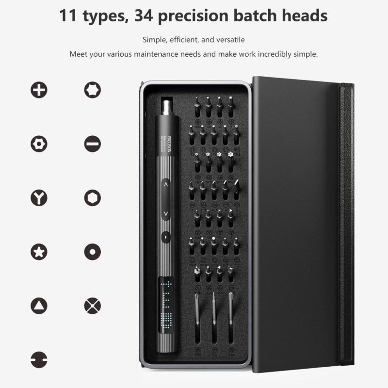 36 in 1 Precision Electric Screwdriver with LED Dot Matrix Screen 3 Gear Adjustment Maximum Torque 0.3Nm  |   Screwdriver & Screwdriver Set Professional Tools Black