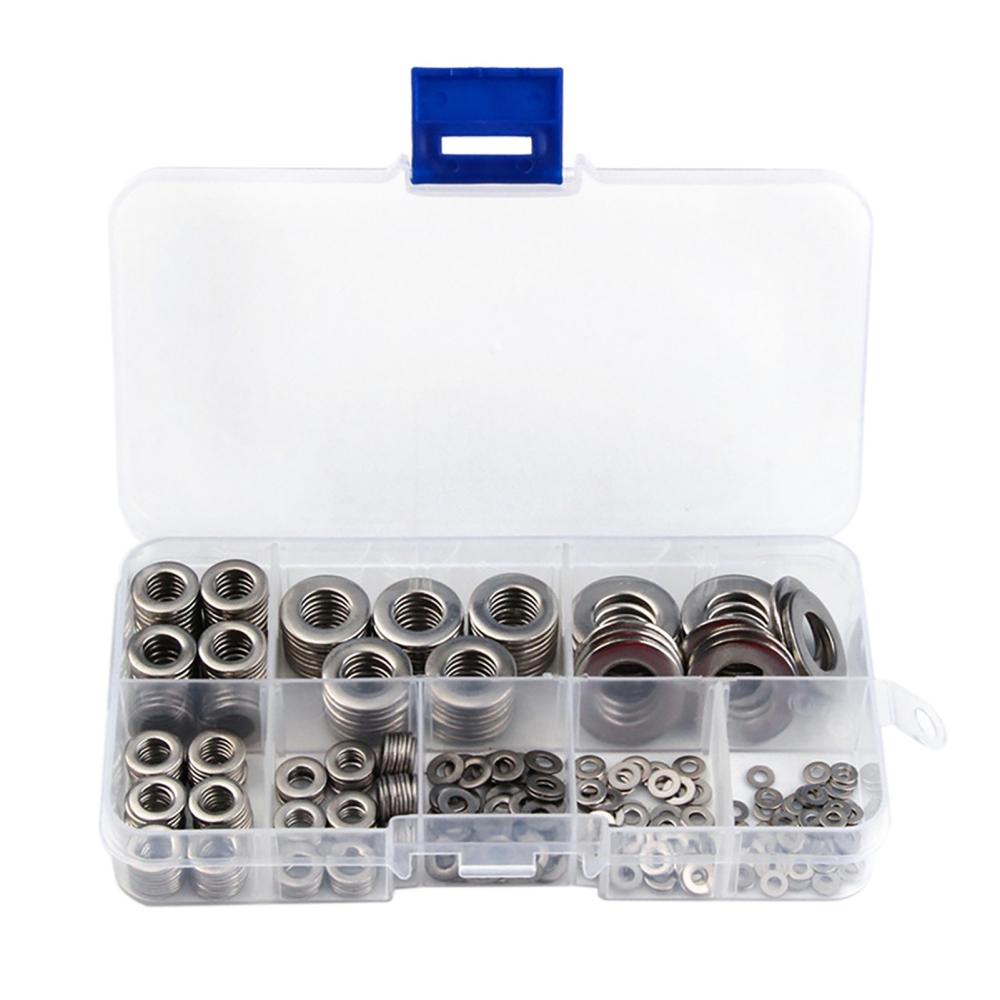 360pcs 8 Sizes Stainless Steel Flat Washers Assortment Set Kit with Storage Box Portable(M2 M2.5 M 3 M 4 M5 M6 M 8 M 10)  |   Others Hardware & Gadgets Others