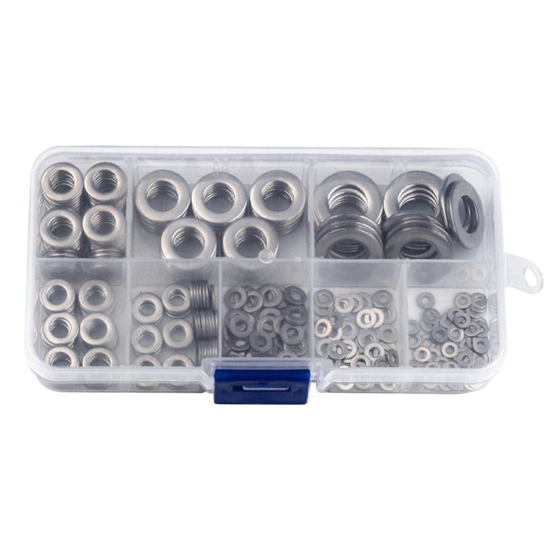 360pcs 8 Sizes Stainless Steel Flat Washers Assortment Set Kit with Storage Box Portable(M2 M2.5 M 3 M 4 M5 M6 M 8 M 10)  |   Others Hardware & Gadgets Others