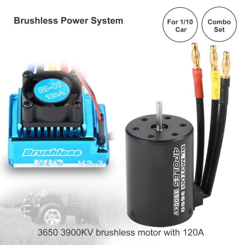 3650 3900KV Waterproof Brushless Motor with 120A Brushless ESC with 5.8V/3A BEC Set for 1/10 RC Car  |   Electrical Equipment & Supplies Electrical Equipment & Supplies Blue