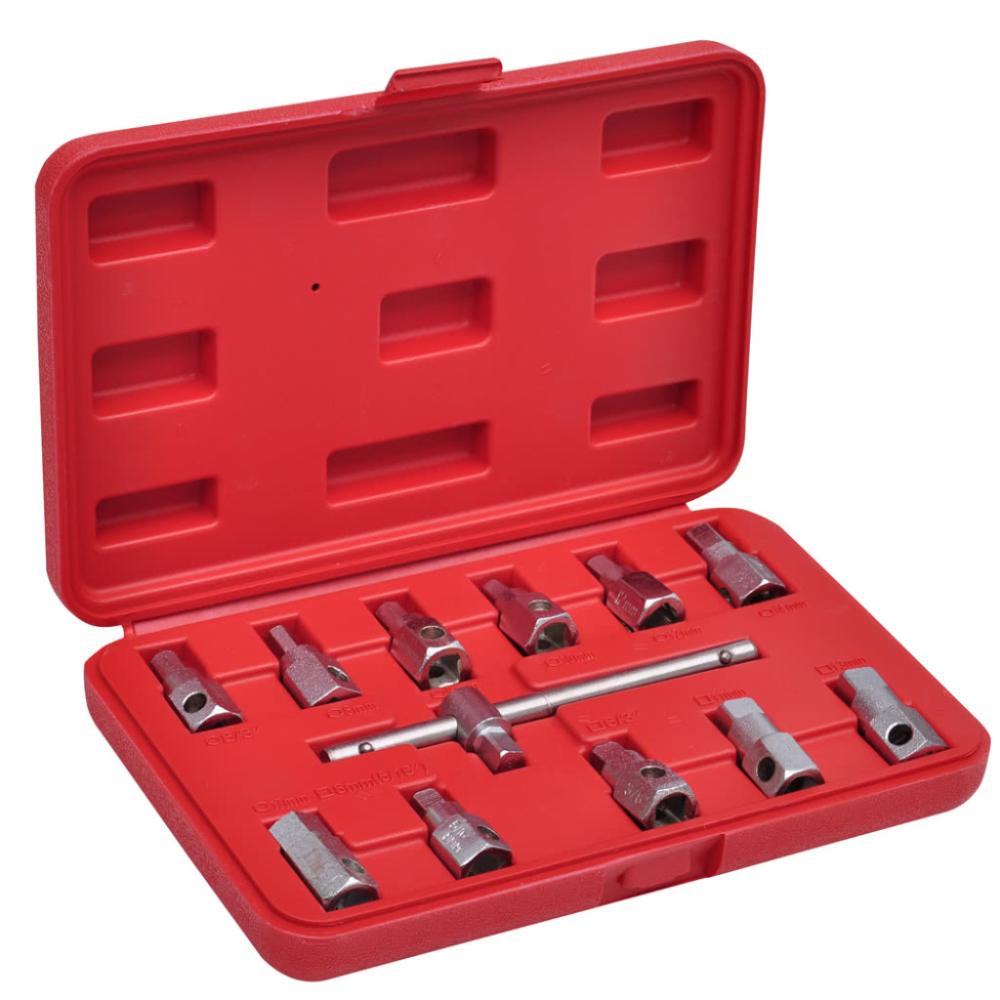 3/8″ Oil Drain Sump Plug Key Set  |   Tool Kit Professional Tools Black Red/Red